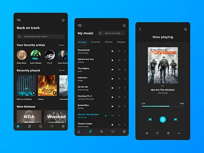Music App app design icon typography ui ux