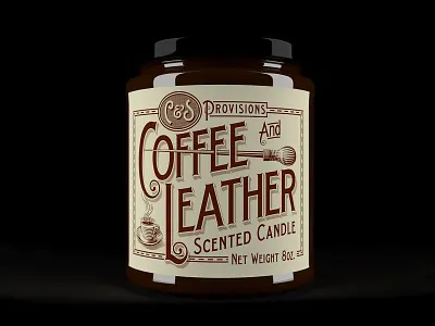 C&S Provisions Coffee & Leather Scent Candle art director art director orange county branding design graphic designer illustration jamie stark label design orange county graphic designer packaging design typography