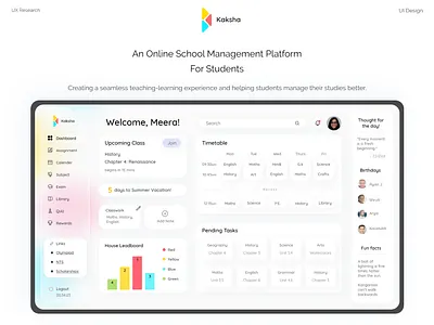 School Management Portal adobe xd branding dasboard designinspiration dribbble educational light theme online classroom school portal soft ui student dashboard ui design ui designer ui ux uitrends user experience userinterfacedesign ux design ux designer web design