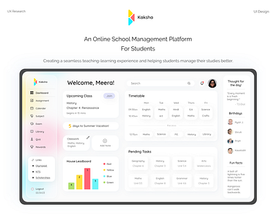 School Management Portal adobe xd branding dasboard designinspiration dribbble educational light theme online classroom school portal soft ui student dashboard ui design ui designer ui ux uitrends user experience userinterfacedesign ux design ux designer web design