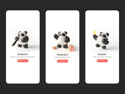 Panda status 3d character 3d illustration app character design illustration panda shopping ui