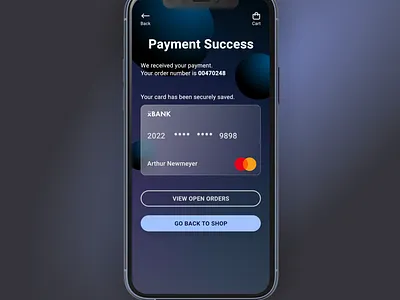 Payment Success Screen banking app credit card design challenge payment ui design