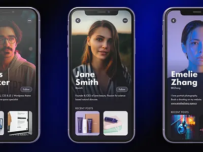 Social Media Profile app design social media app social media profile ui design