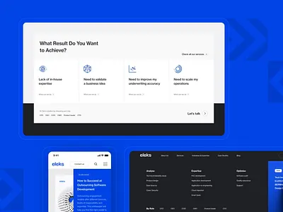 Eleks Website blue branding business clean company consulting design development enterprise grid minimal service software strategy team ui ux web website white