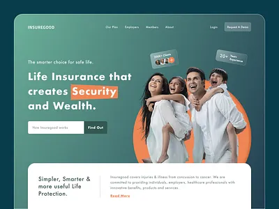 INSUREGOOD - Insurance Landing Page 3d app art branding card clean dashboard design figma hero insurance landing page logo minimal mobile mockup shop ui vector website