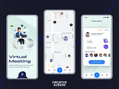 Virtual online meeting app app design call app meeting app meeting app design mobile app mobile app design mobile app uiux modern design online meeting ui design uiux design virtual meeting virtual online meeting vr vr app vr app design