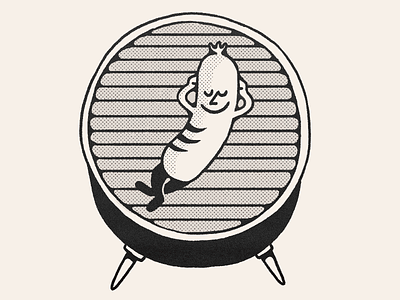 chill & grill 🌭 character charcoal dog grill grilling hotdog illustration logo mascot retro summer vintage
