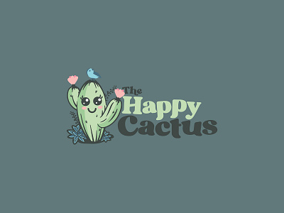 The Happy Cactus brand branding cactus desert design graphic design happy illustration indiana logo plant plants store succulent