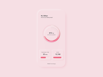 Neumorphism UI 3d chart clean fitness health neumorphism pink simple