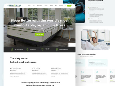 Greenthyme - Redesign bed branding dark design designer green landing page leaf mattress nature night redesign sleep tree typography ui ui design ui ux website