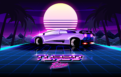 Turbo Futura 80s car classic dimension futuristic illustration poster retro sport vintage