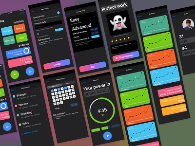 Plan-trainings activities activities tracker app design appstore emojis feelings fitness ios mobile mood power relax stamina statistics strength stretching timer tracker trainings ui
