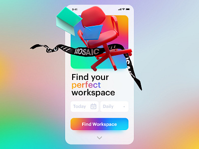 Office rental app 3d app art c4d cinema 4d color design gradient graphic design illustration laptop office rental tablet ui ux