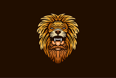 Gentleman Lion Logo animal beard branding brave design exclusive face gentle hat head illustration lion logo man power pride strong vector