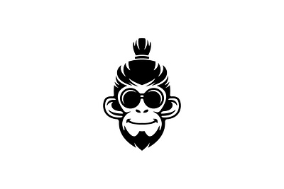 Gentleman Monkey Logo animal branding cool design exclusive eyeglass face gentle hair head illustration logo man monkey silhouette style tied vector