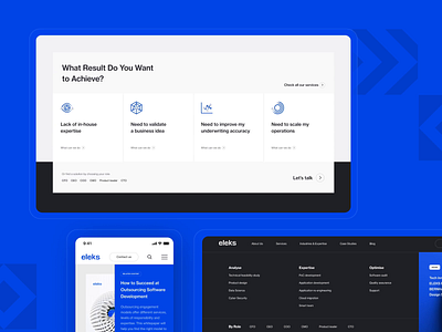 Eleks Website blue branding business consulting design desktop development enterprise homepage marketing minimal mobile office software strategy ui ui design ux website white