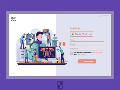 Brain Care Sign Up Screen mental health sign up sign up screen ui web design