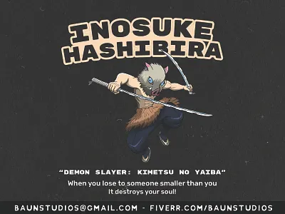 Demon Slayer: Inosuke adobe illustrator anime cartoon demon demon slayer design illustration inosuke inosuke hashibara inosuke hashibira kimetsu no yaiba logo logo design logodesign vector
