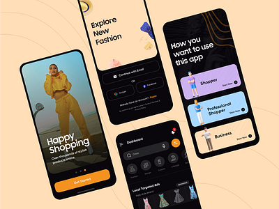 Explore New Fashion - Splash Screen banner clothing dark design ecommerce fashion figma flatdesign illustraion illustration logo minimal mobile app online outfit shopping store ui ui design uidesign