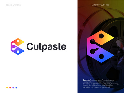 Cutpaste Logo Design | Film/Video Production Logo Concept brand identity branding c logo cinema creative design film flat gradient logo logo design logo designer logomark logos logotype minimalist logo modern logo production reel video