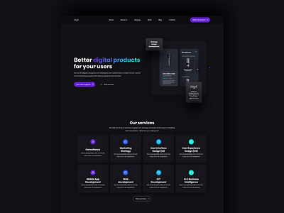 Digital agency website agency branding business dark design developer development digital freelance graphic design logo mobile services ui uidesign userexperience userinterface ux uxdesign website