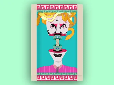 Don't stare at Medusa or you're petrified. 2d animation ancient greek animation art design digital graphic design illustration loop motion motion design