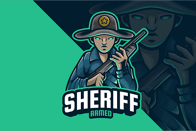 Sheriff Armed Mascot Logo 3d 3d letter abstract animation branding concept creative design download graphic design graphic logo graphic vector illustration logo logo vector mockup motion graphics ui vector