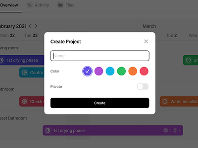 Create Project app design minimal product saas ui ux