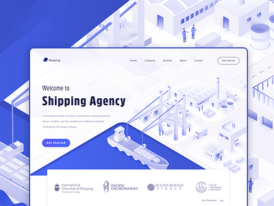 Shipping Landing page blue computer design figma header illustration landing page shipping ui vector website