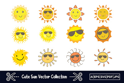 Cute Sun Vector Bundle background cute sun vector bundle graphic design illustration sun