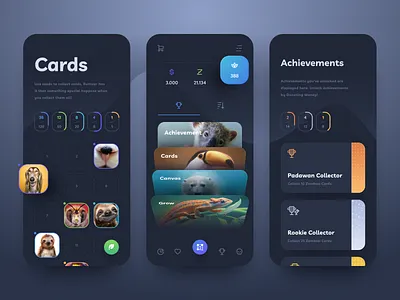 NFT Collections App animals app app design blockchain blockchain nft cards crypto cryptocurrency dark design interface ios mobile app mobile ui nft nft app nft collections ui user interface ux