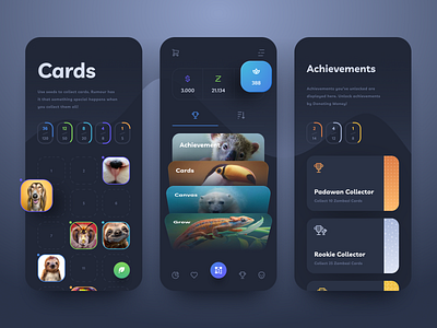 NFT Collections App animals app app design blockchain blockchain nft cards crypto cryptocurrency dark design interface ios mobile app mobile ui nft nft app nft collections ui user interface ux