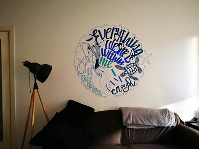 Affirmation Mural Design dot work illustration mural posca markers