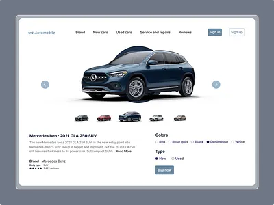 Automobile car description branding car design landing page ui webpage website