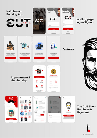 Men's Grooming App UI app app design design illustration logo ui ui design uidesign uiux ux