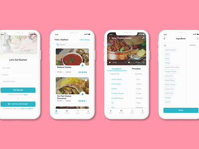 Cook Book App app design cook app cook book app cookbook app cooking app cooking guide design mobile app mobile app design receipe app recipe app ui ui design ui screens visual design