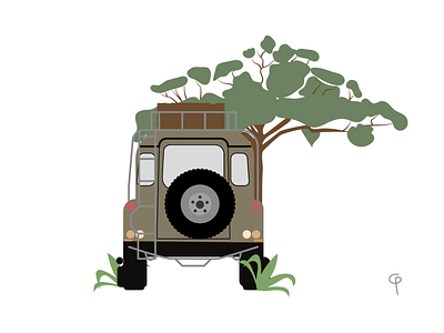 Safari Car - Carro de Safari amazon florest amazonia brasil brazilian illustrator brown car car illustration carro de safari illustration land rover safari safari car tree wild