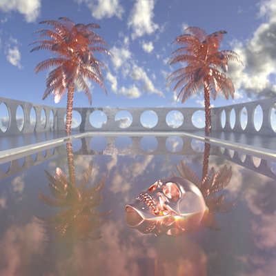 Float On 3d architecture cinema 4d modeling pool redshift skeleton skull summer