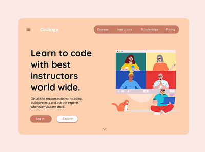 Daily UI : 003 ~ Landing Page branding code colors desgining design figma illustration landing page ui user ux webpage website