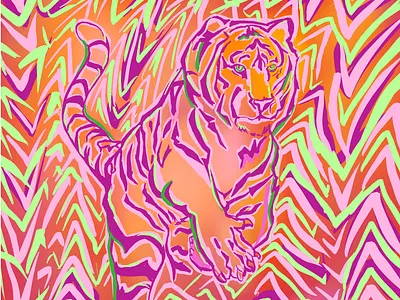 Camouflage apple pencil art drawing expressive illustration tiger