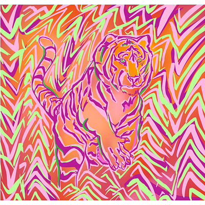 Camouflage apple pencil art drawing expressive illustration tiger