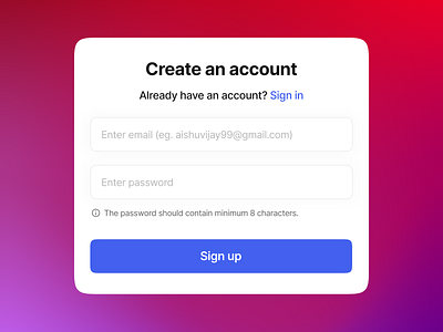 Sign Up app create dailyui design mesh gradient minimal mobile mobileui sign up signing ui uiux ux web design