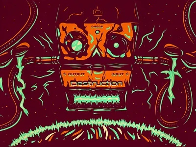 Possessed Distortion Pedal (click for full poster) branding design drawing effects guitar icon illustration logo pedal typography ui ux vector