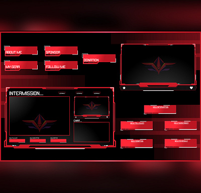 Streaming Overlay alerts design facecam gamer graphics illustration panel streaming overlay twitch ui