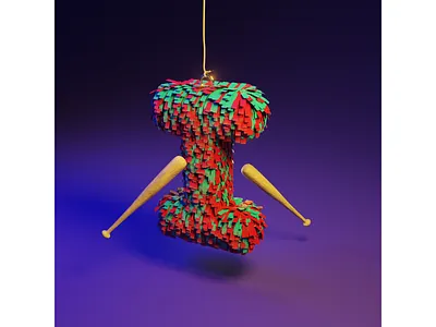 I of Playground Christmas 3D Typography 36 days of type 3d alphabet b3d blender christmas cute graphic design motion graphics pinatas playground type face typography