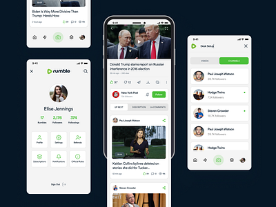 Rumble app interface mobile design product rumble social ui design ui ux unfold video videohosting