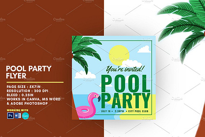Pool Party Invitation Template canva template part flyer photoshop templates pool flyer summer summer flyer summer pool flyer word templates