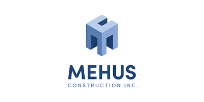Mehus Construction logo & branding blues branding construction depth design dimensional doorways graphic design logo logobranding shadows square vector