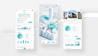 REAL ESTATE INVESTMENT PLATFORM 3d buildings crypto investment map mobile modern real estate token tokenization ui ux