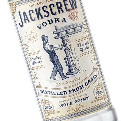 Jackscrew Vodka design hand drawn illustration label luxury organic packaging rustic sophisticated vintage